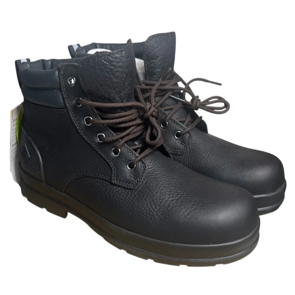 Muck Boot Chore Farm Leather Comp Toe 6” Lace Up Chelsea Boot Waterproof Black